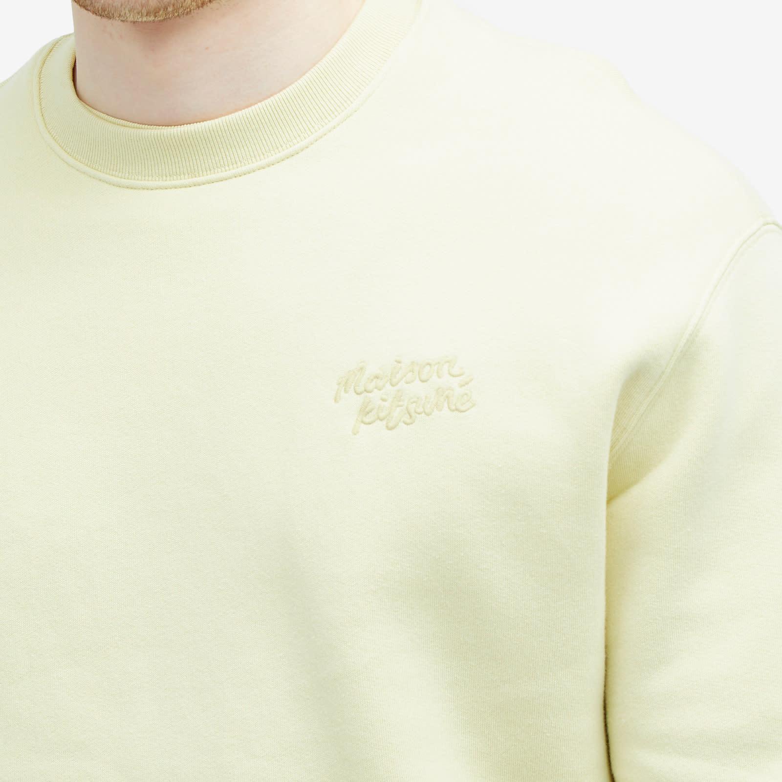 Maison Kitsuné Men's Handwriting Comfort Crew Sweat Chalk Yellow