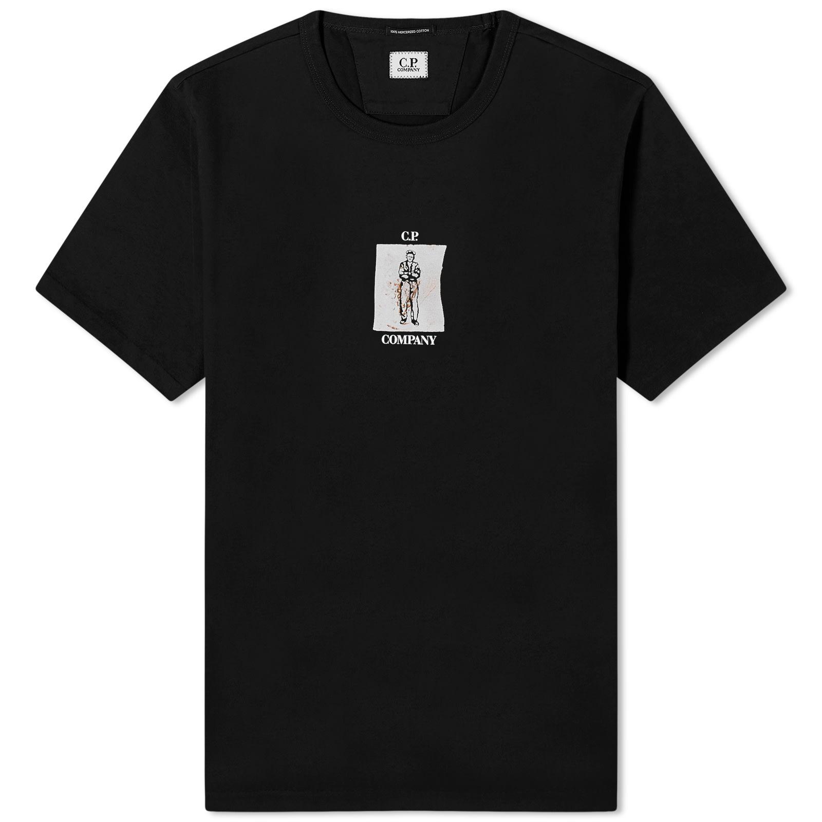 C.P. Company Men's 30/2 Mercerized Jersey Twisted Graphic T-Shirt Black
