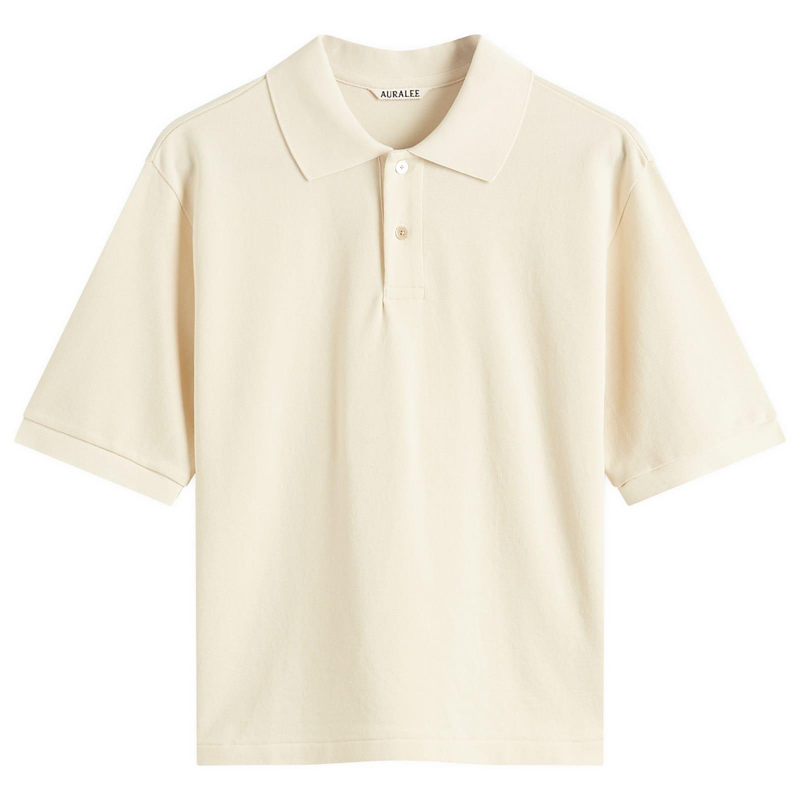 Auralee Women's High Gauge Pique Polo Ivory