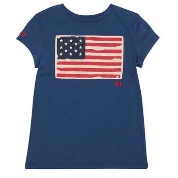 Polo Ralph Lauren  SS FLAG TEE-KNIT SHIRTS-T-SHIRT  girls's Children's T shirt in Marine