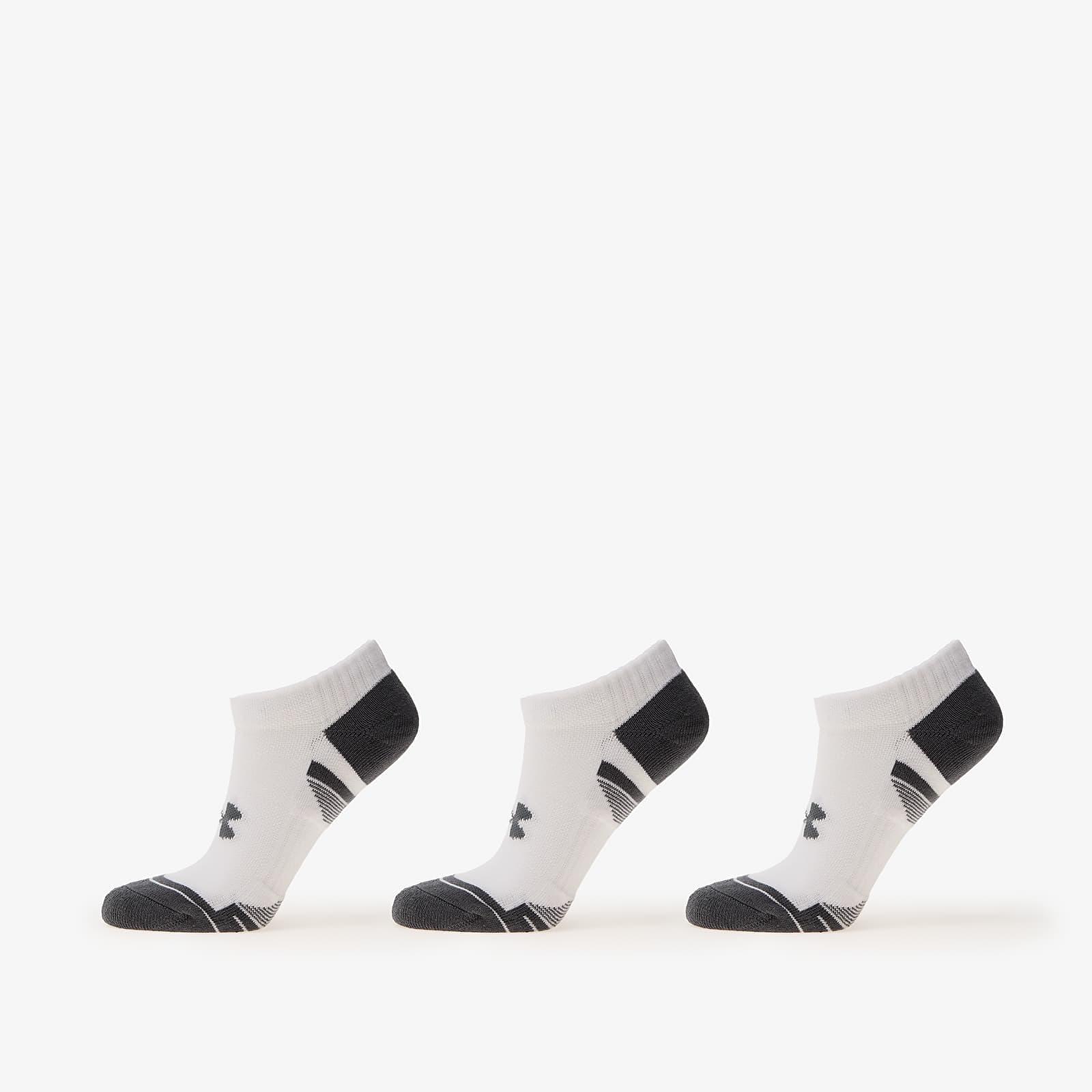 Unisex  Under Armour  Performance Cotton 3-Pack No Show Socks White / White / Pitch Gray XL