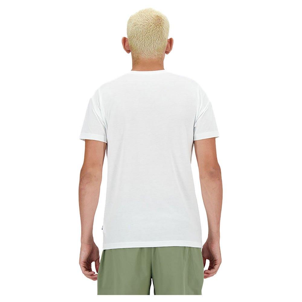 New Balance Men's Sport Essentials Heathertech Graphic T-Shirt in White Poly Knit
