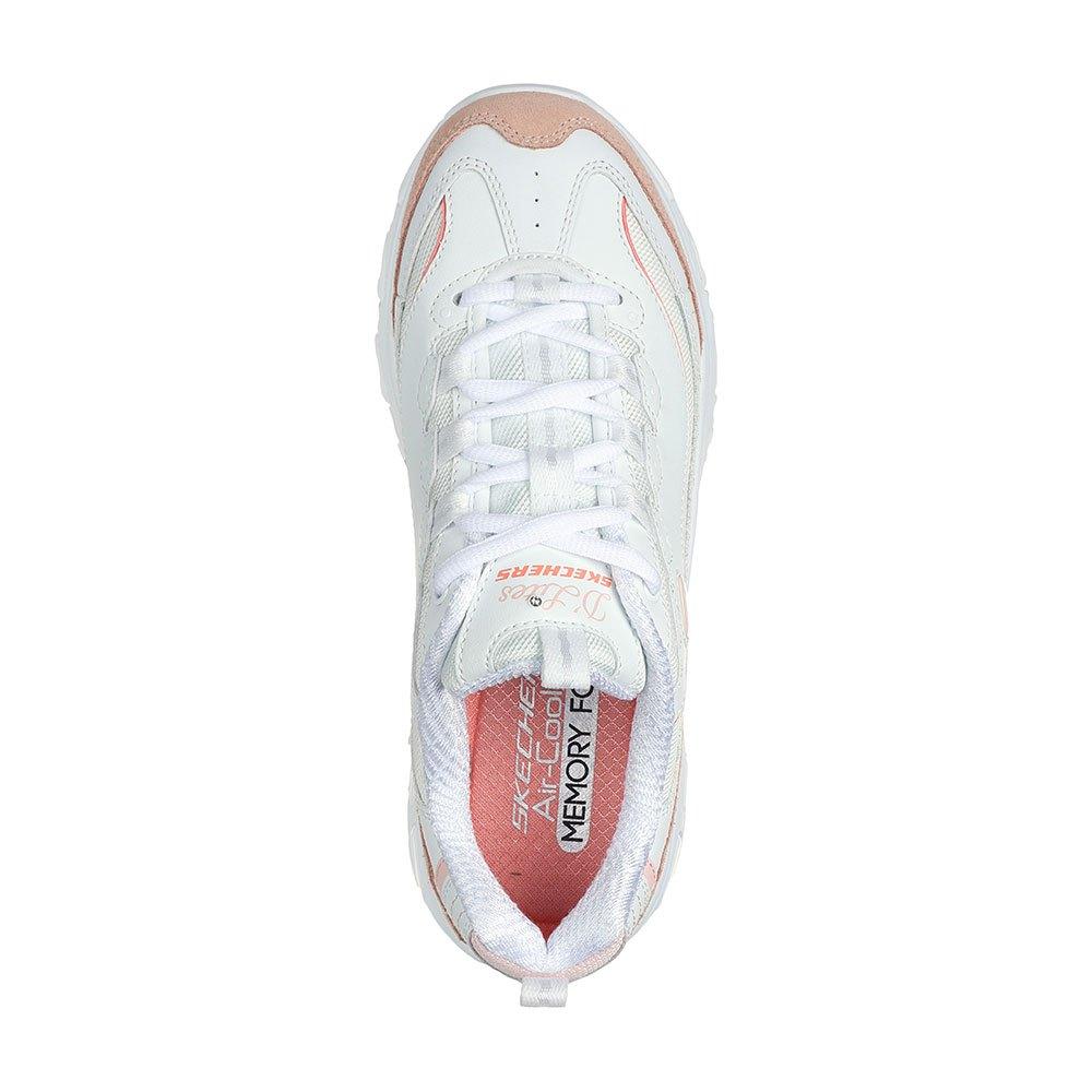 Skechers Women's D'Lites - New Heat Sneaker in White/Orange