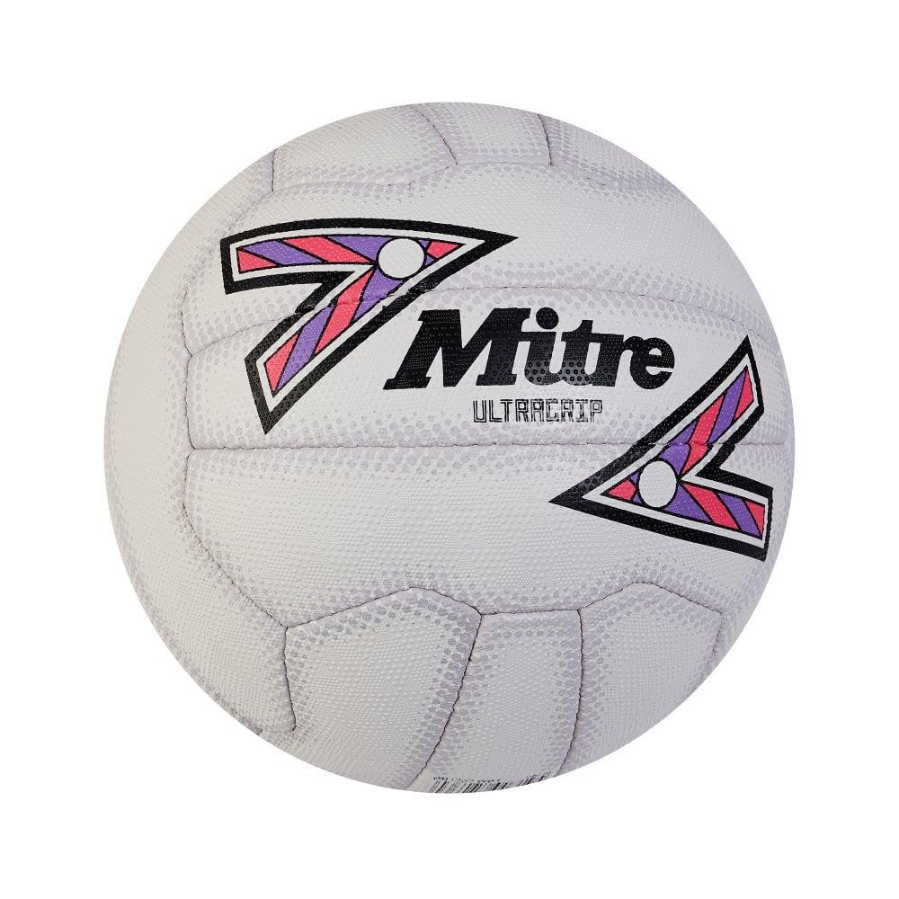Mitre Ultragrip Netball - WHITE/BLACK/PURPLE